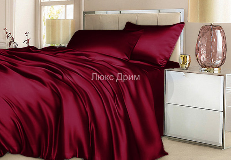 Комплект шелковый Luxe Dream Бордовый 0107 F сатин Дуэт Семейное
