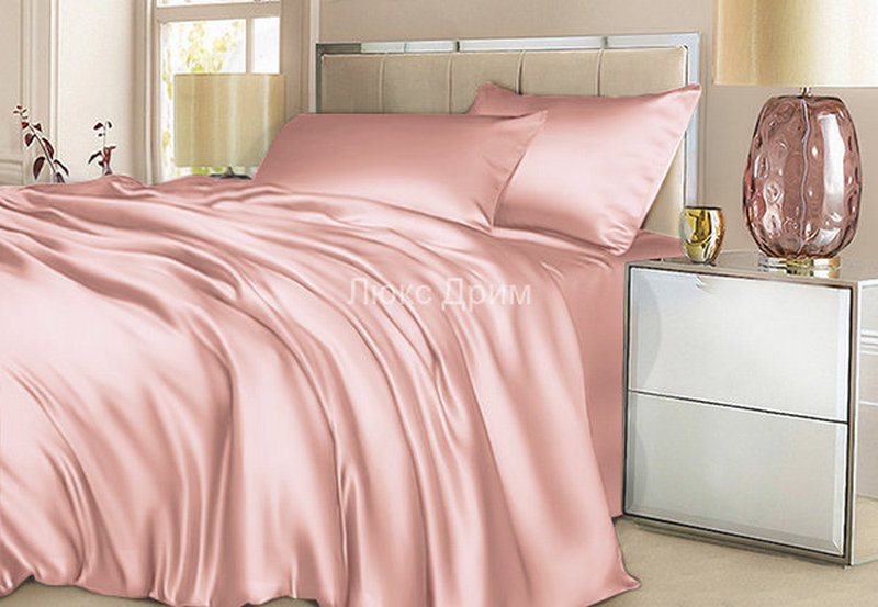 Комплект шелковый Luxe Dream Светло-Розовый 0723 Em сатин Евро-макси