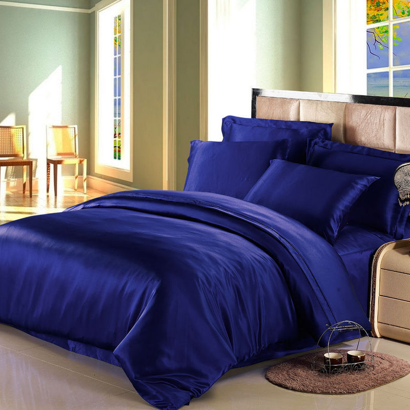 Комплект шелковый Luxe Dream Синий 0114 F сатин Дуэт Семейное