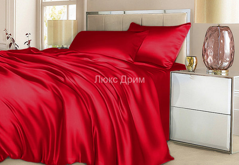 Комплект шелковый Luxe Dream Красный 0123 E сатин Евро